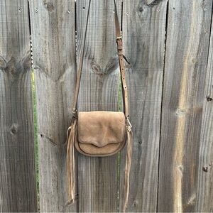 Rebecca Minkoff, small brown suede crossbody bag.